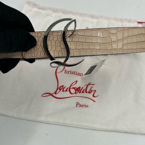 Women’s Christian Louboutin croc embossed leather belt size 80 cm/32 inches - Picture 8 of 9